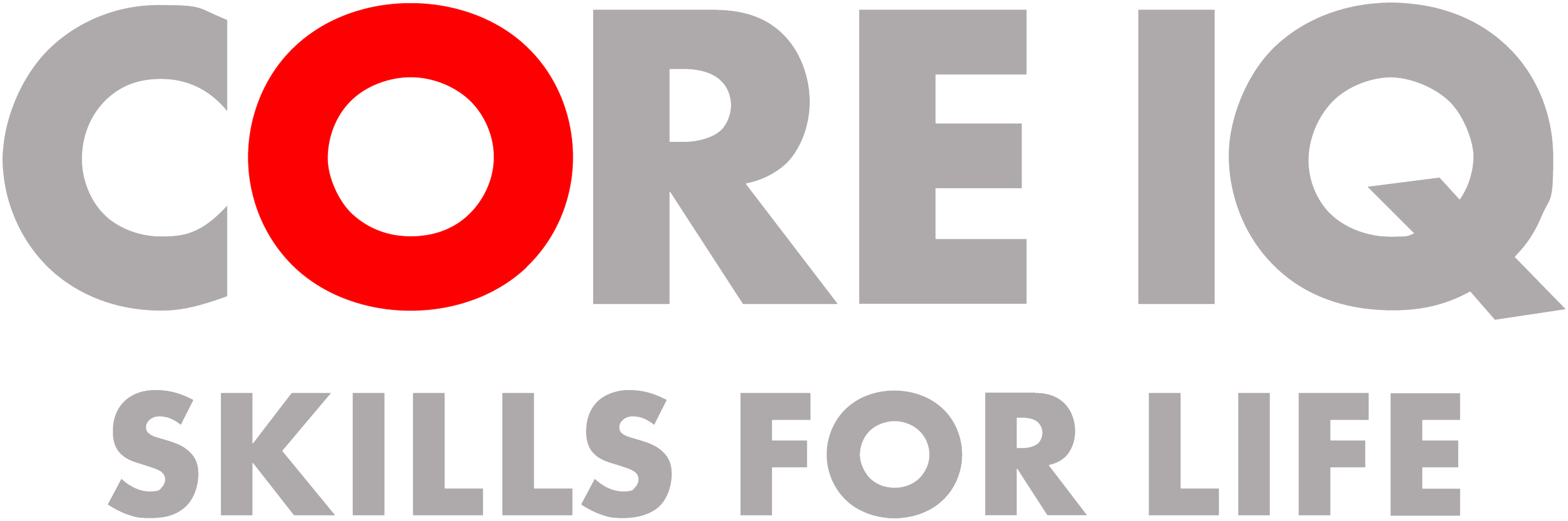 The logo for Core IQ, Skills for Life. The O in Core is red, and the other letters are grey.