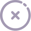 A purple icon showing an 'X' inside an incomplete circle.