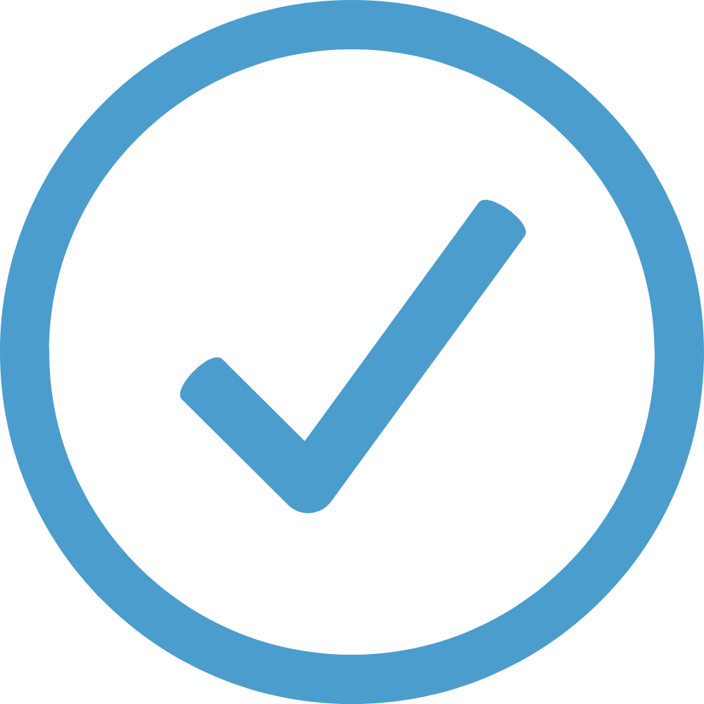 Blue checkmark inside a blue circle on a white background.