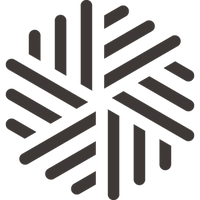 A geometric logo of intersecting dark lines forming a hexagonal, snowflake-like shape on a white background.