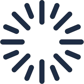 A circular loading icon with dark radial lines on a white background.