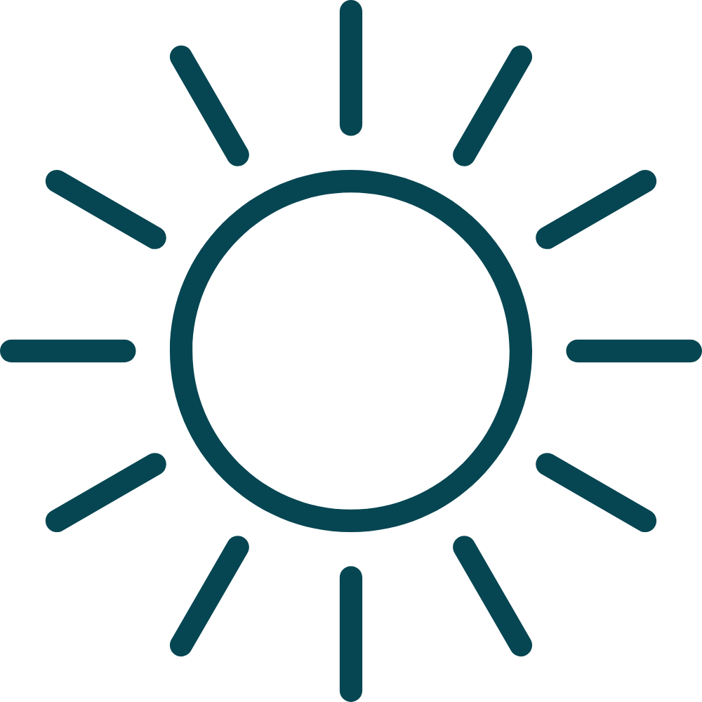 Simple sun icon with rays extending outward.