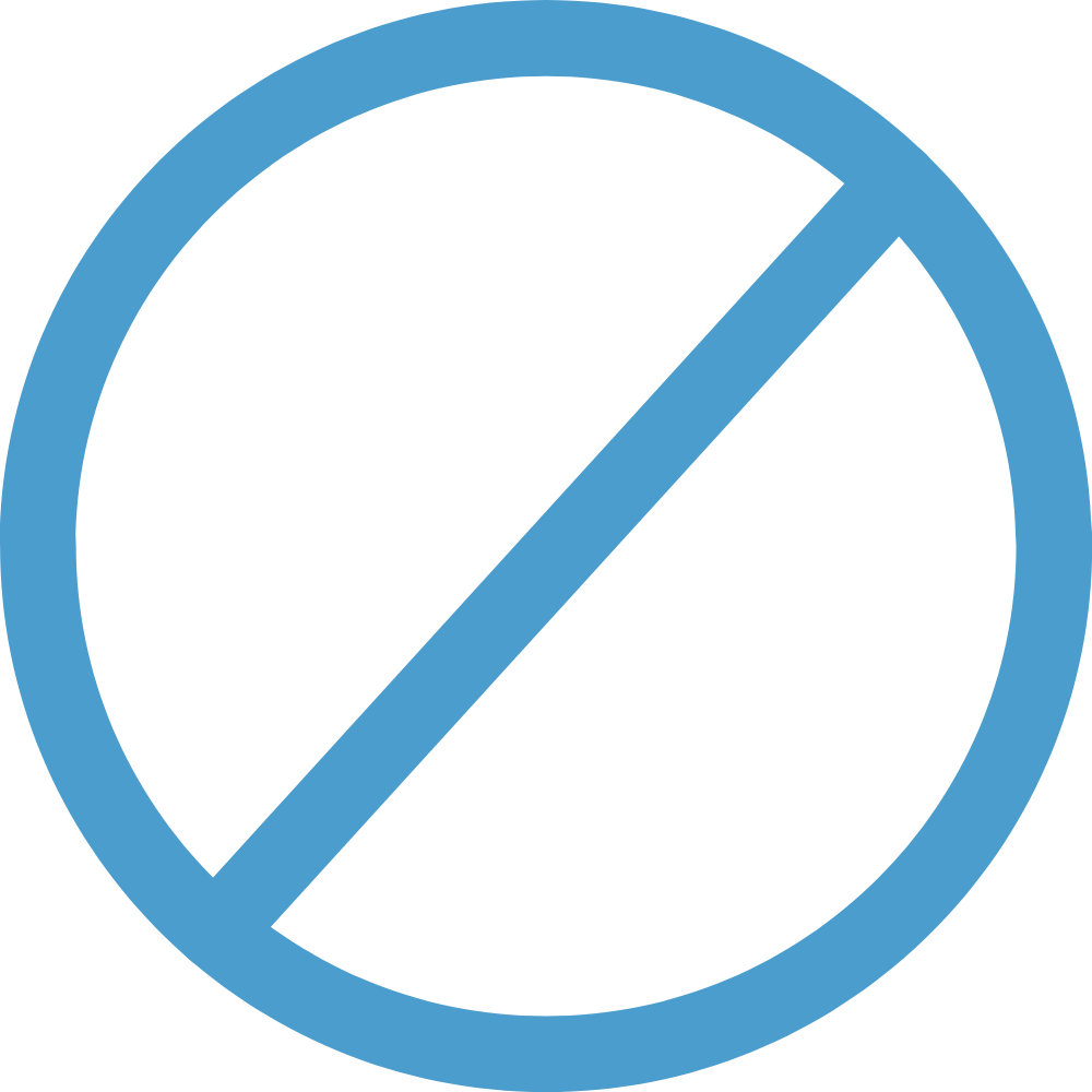 Blue prohibition symbol on a transparent background.