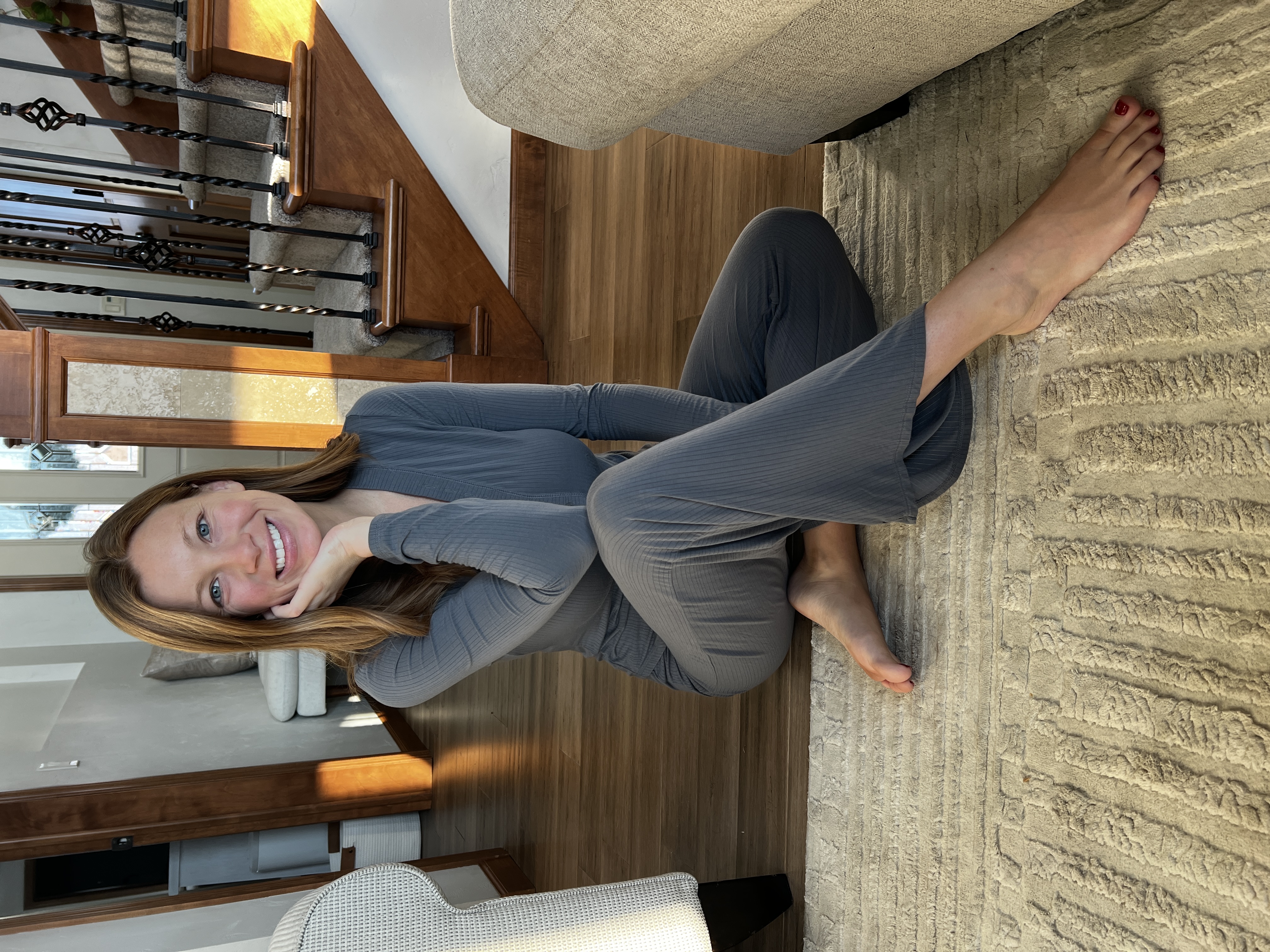 Woman relaxing in the granite Long Sleeve Henley