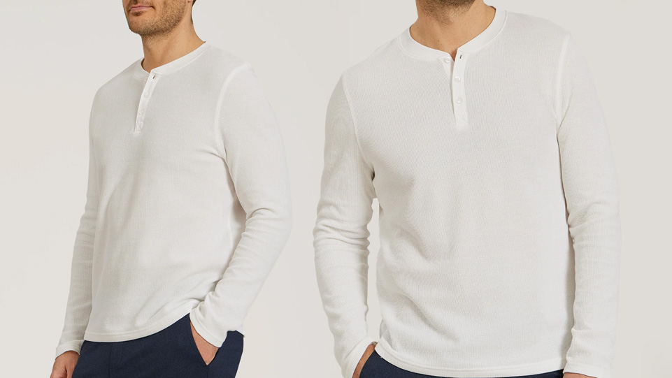 Cotton Waffle Curved Hem Henley