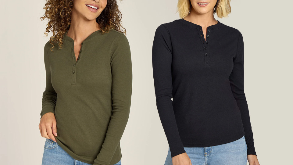 Long Sleeve Rib Henley Tee