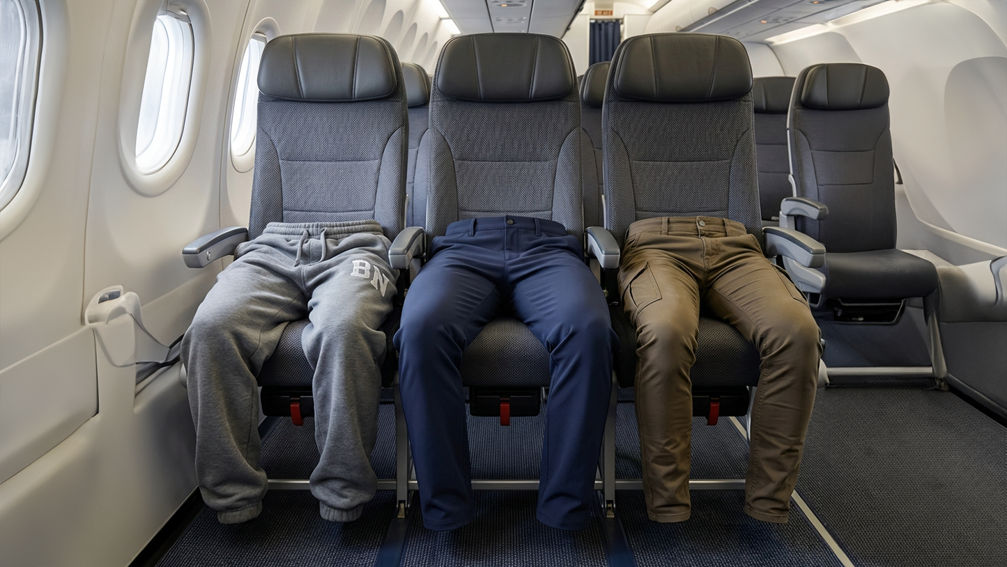 Mott & Bow Travel Pants at the airport