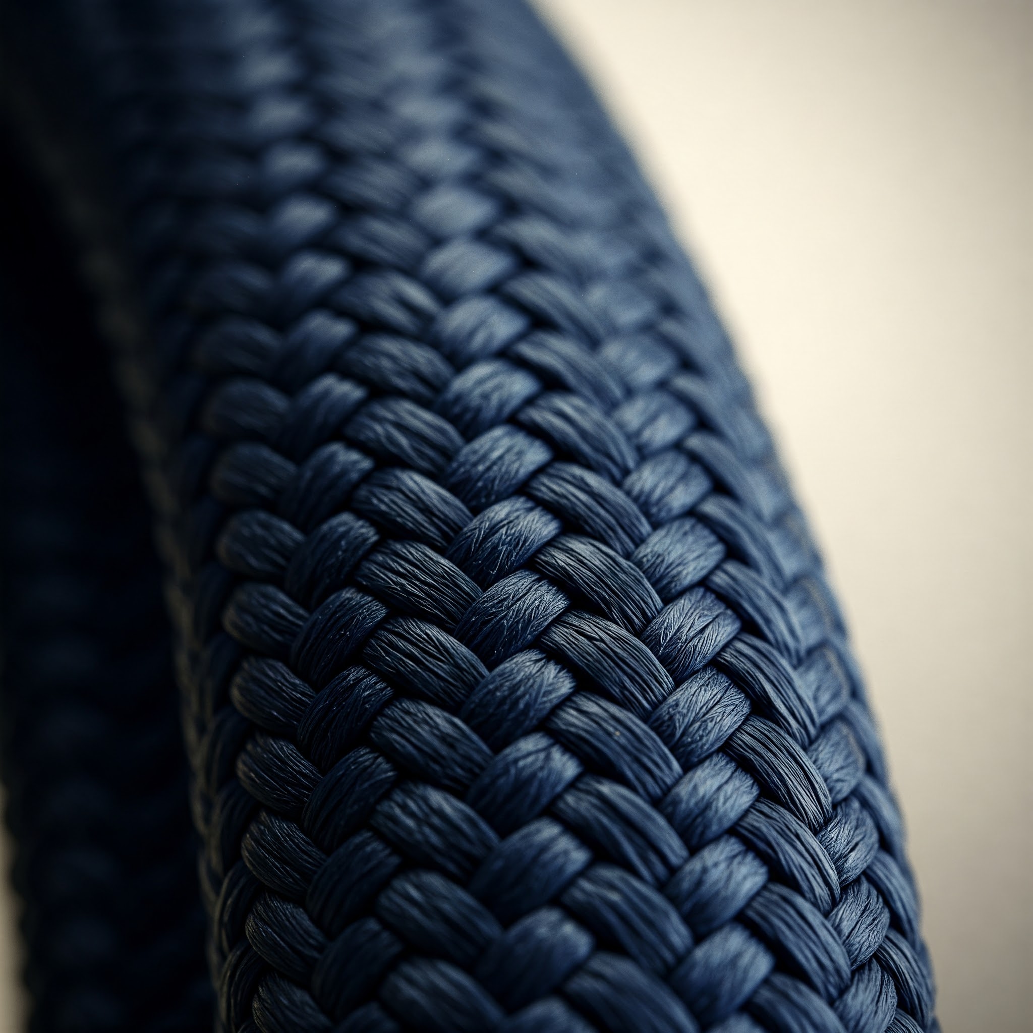 Close-up of a tightly woven blue rope.