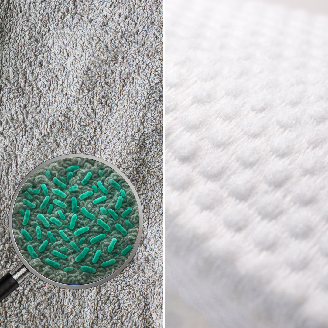 Image showcasing zoom in on bacteria on regular towels