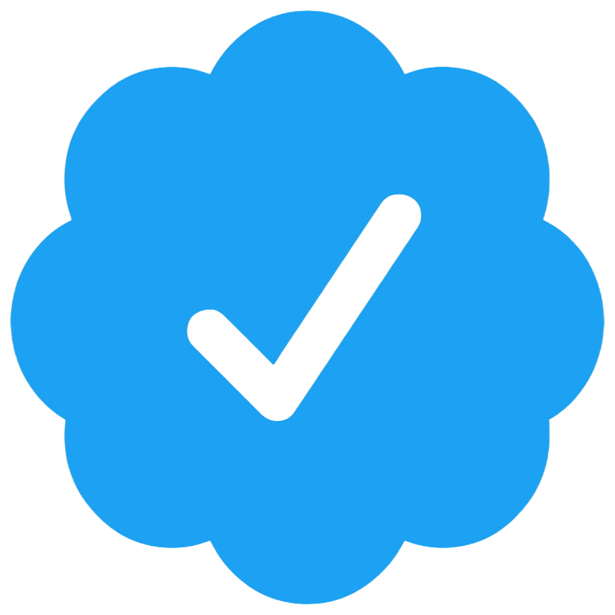 Blue cloud shape with a black checkmark inside.