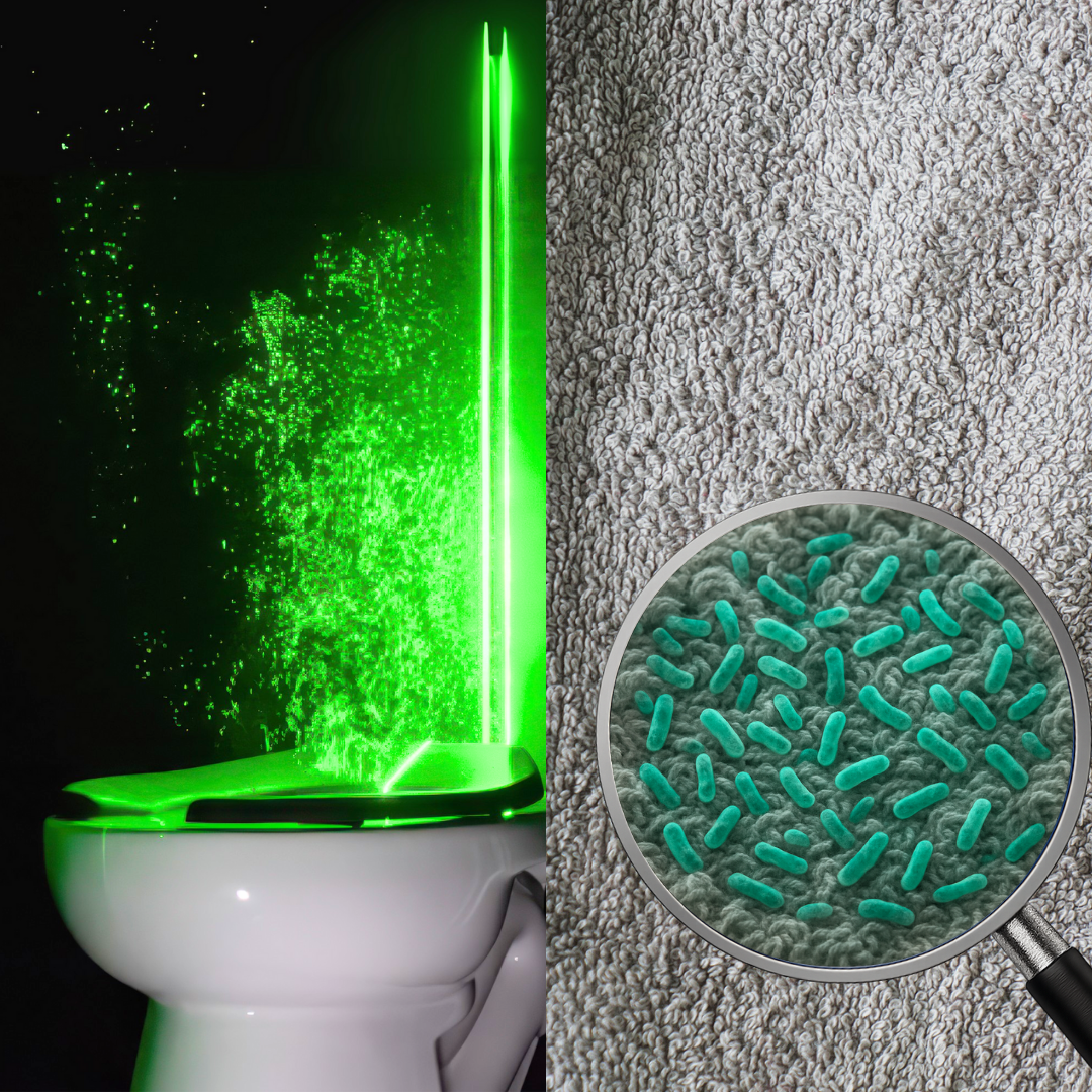 Image of a toilet and bacteria