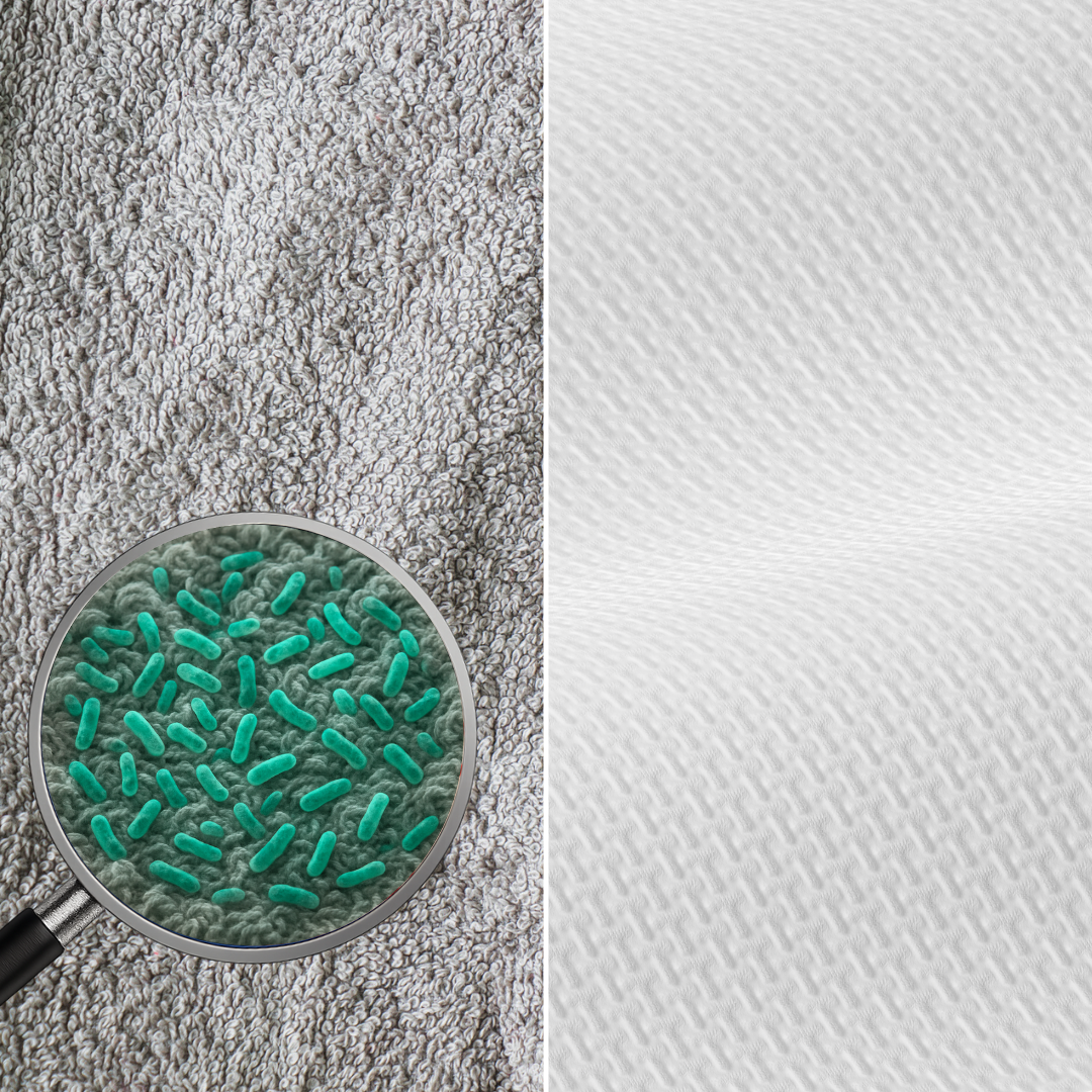 Image showcasing zoom in on bacteria on regular towels