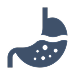 Dark blue icon of a stomach with liquid inside.