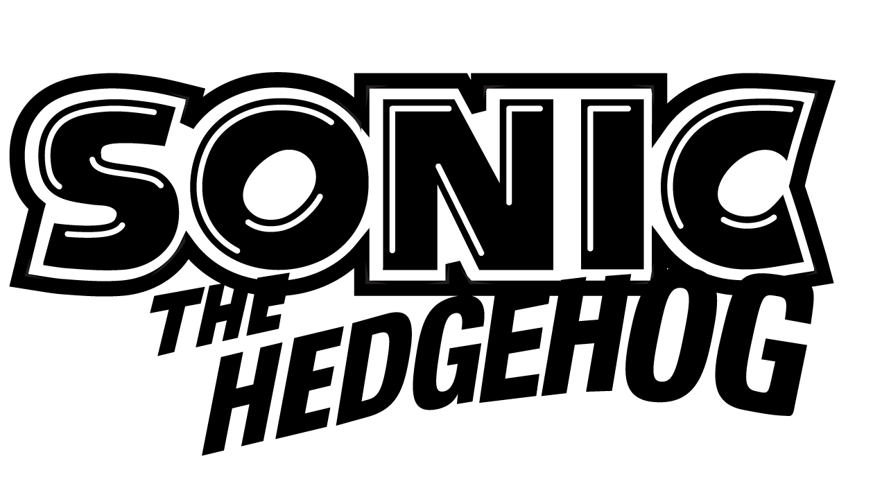 The black and white logo for 'Sonic the Hedgehog' on a transparent background.