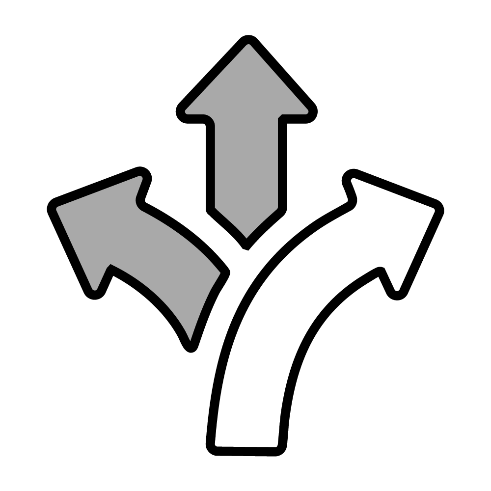 Three arrows pointing in different directions on a black background.