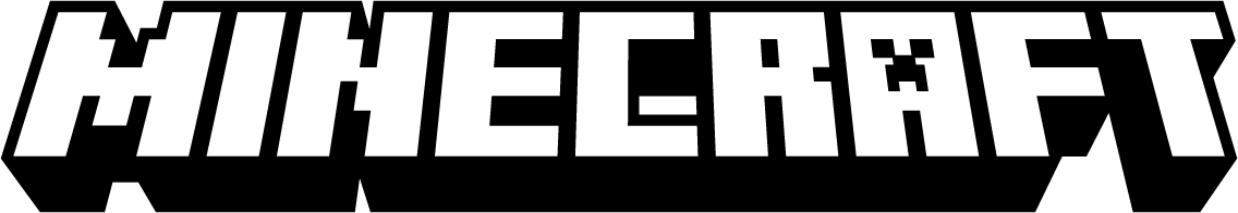 White blocky text spelling 'MINECRAFT' on a transparent background.