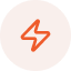 Orange lightning bolt icon on a white circular background.
