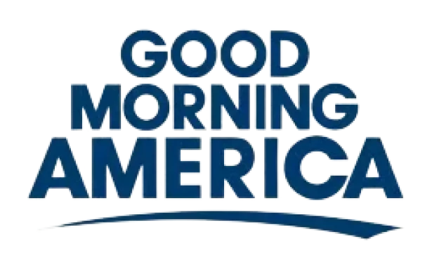 Logo of 'Good Morning America' in blue text.