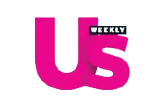 Bright pink 'Us Weekly' logo on a transparent background.