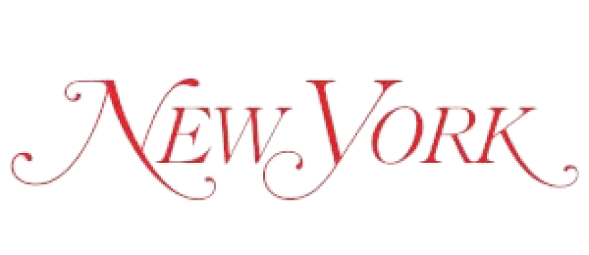 Red text saying 'New York' with a decorative font.