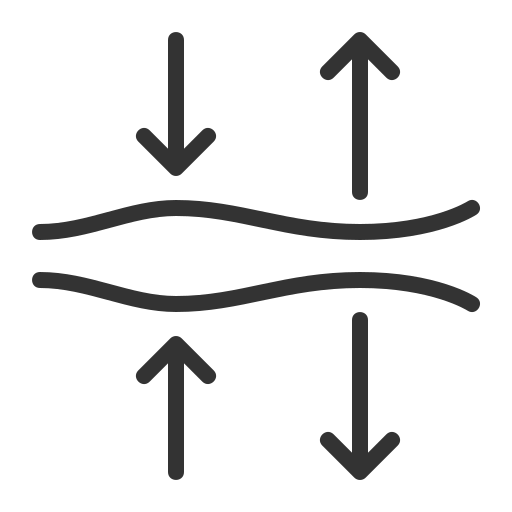 Icon with wavy line and arrows pointing up and down. 
