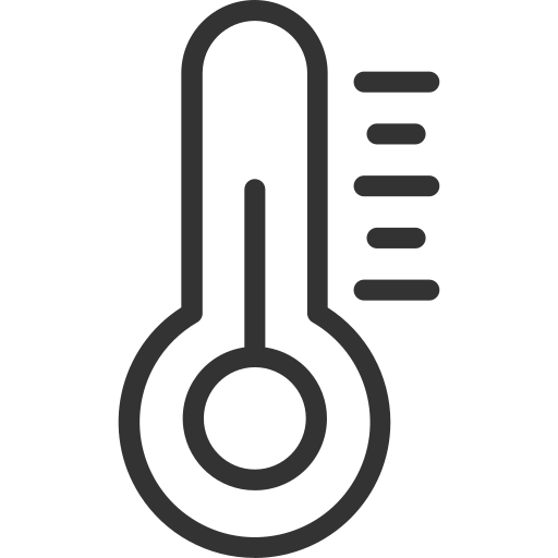 Simple black thermometer icon on a white background. 