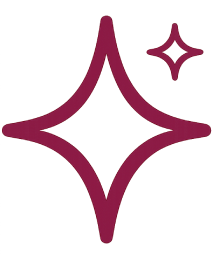 A magenta icon of a large four-pointed star with a smaller star to its upper right.