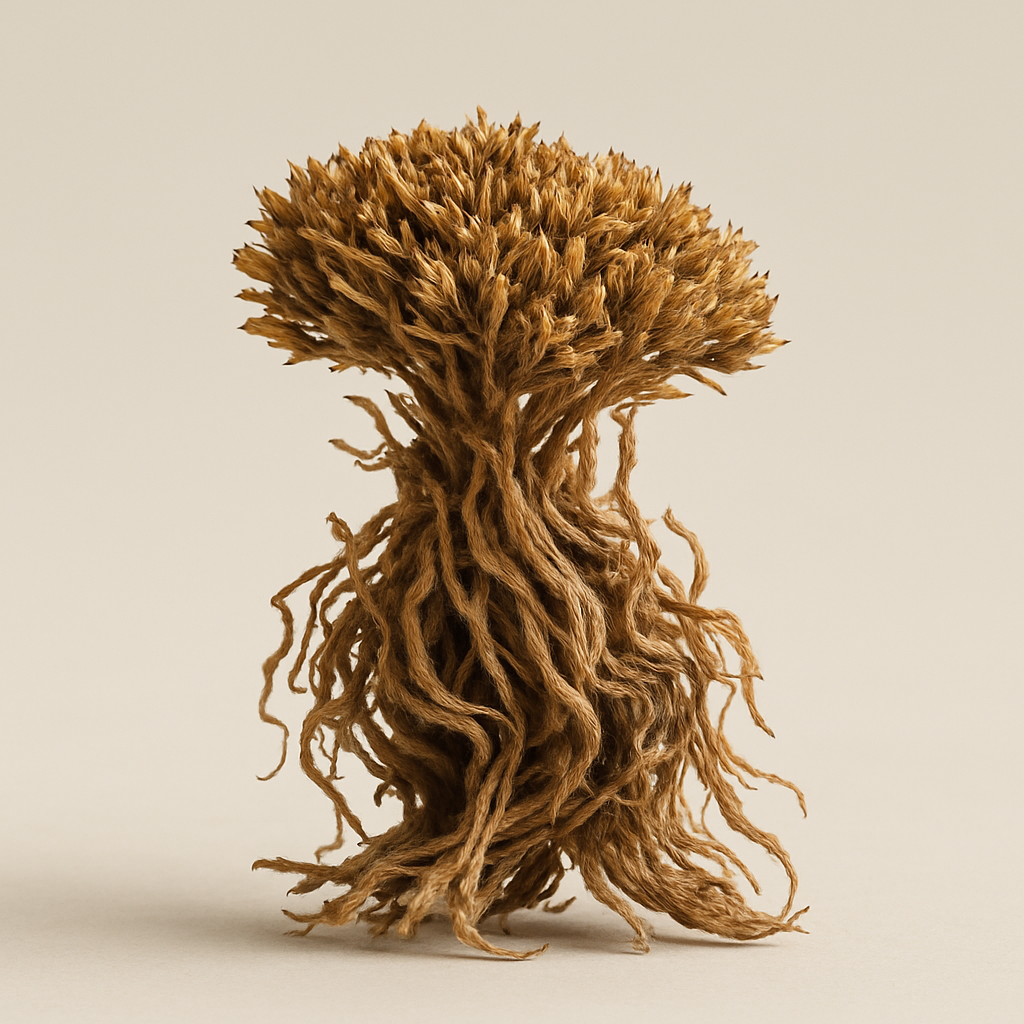 A green apple with a spiral peel on a plain background.