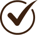 Brown checkmark inside a circle on a white background.