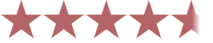 A 4.5 out of 5 stars rating graphic, with five pinkish-red stars in a row.