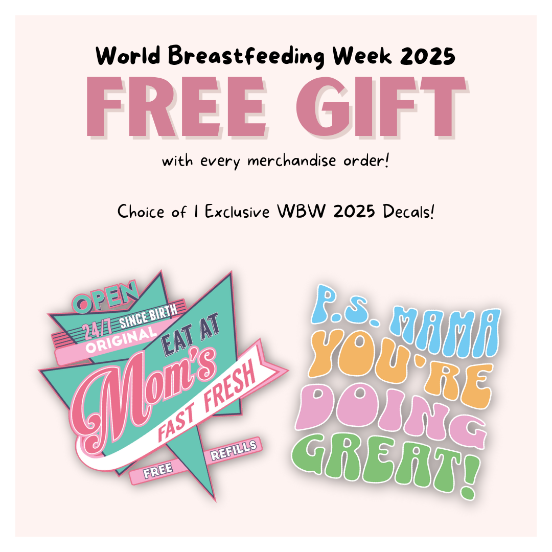 Promotional image for World Breastfeeding Week 2025 with colorful decals.