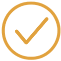 Orange check mark inside a circle on a white background.