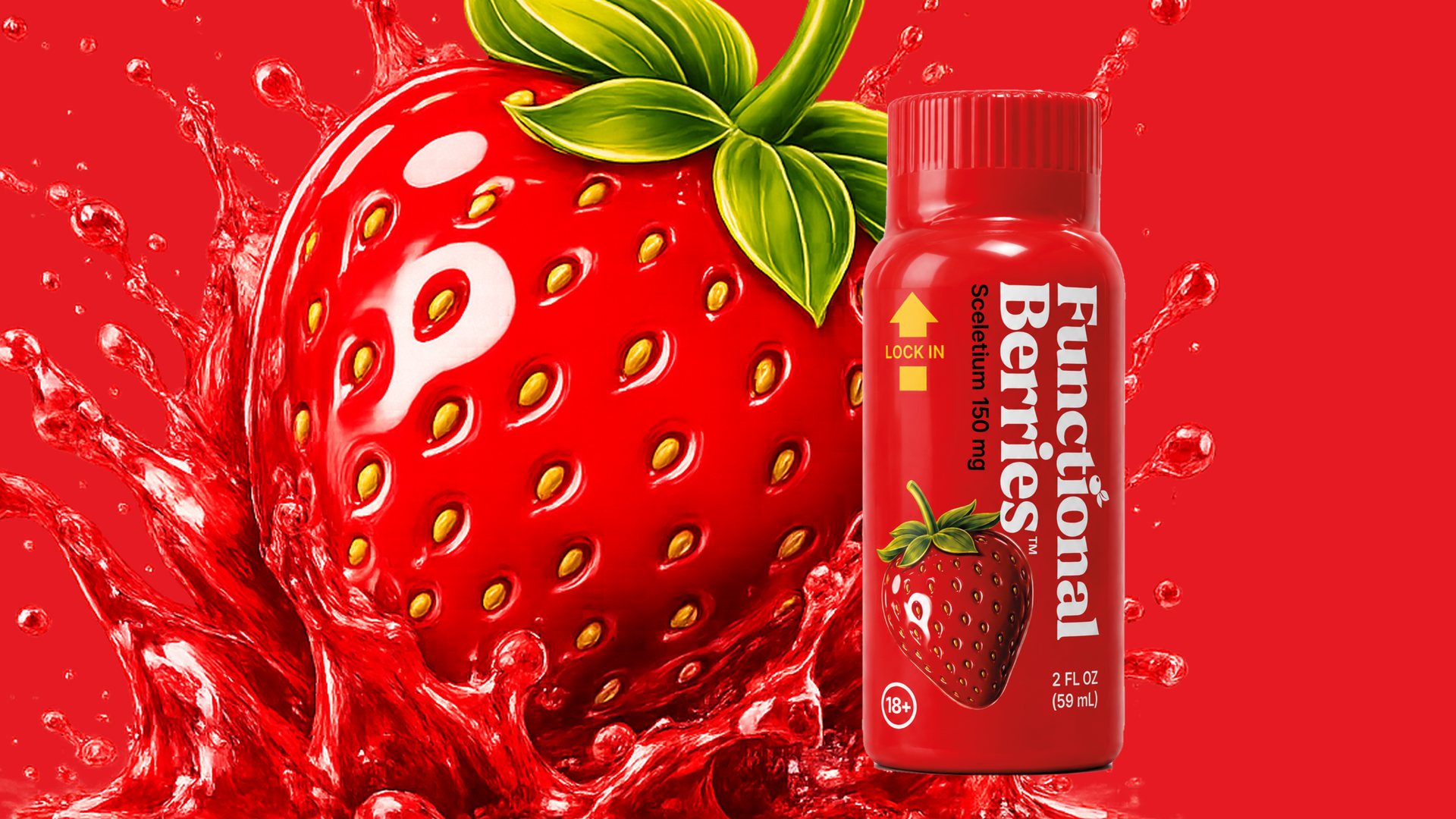 Functional Berries bottle with strawberry splash