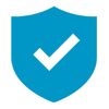 A blue shield icon with a white checkmark inside it.