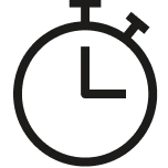 Simple black stopwatch icon on a white background.