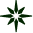 A dark green, eight-pointed star icon with a bright white center on a white background.