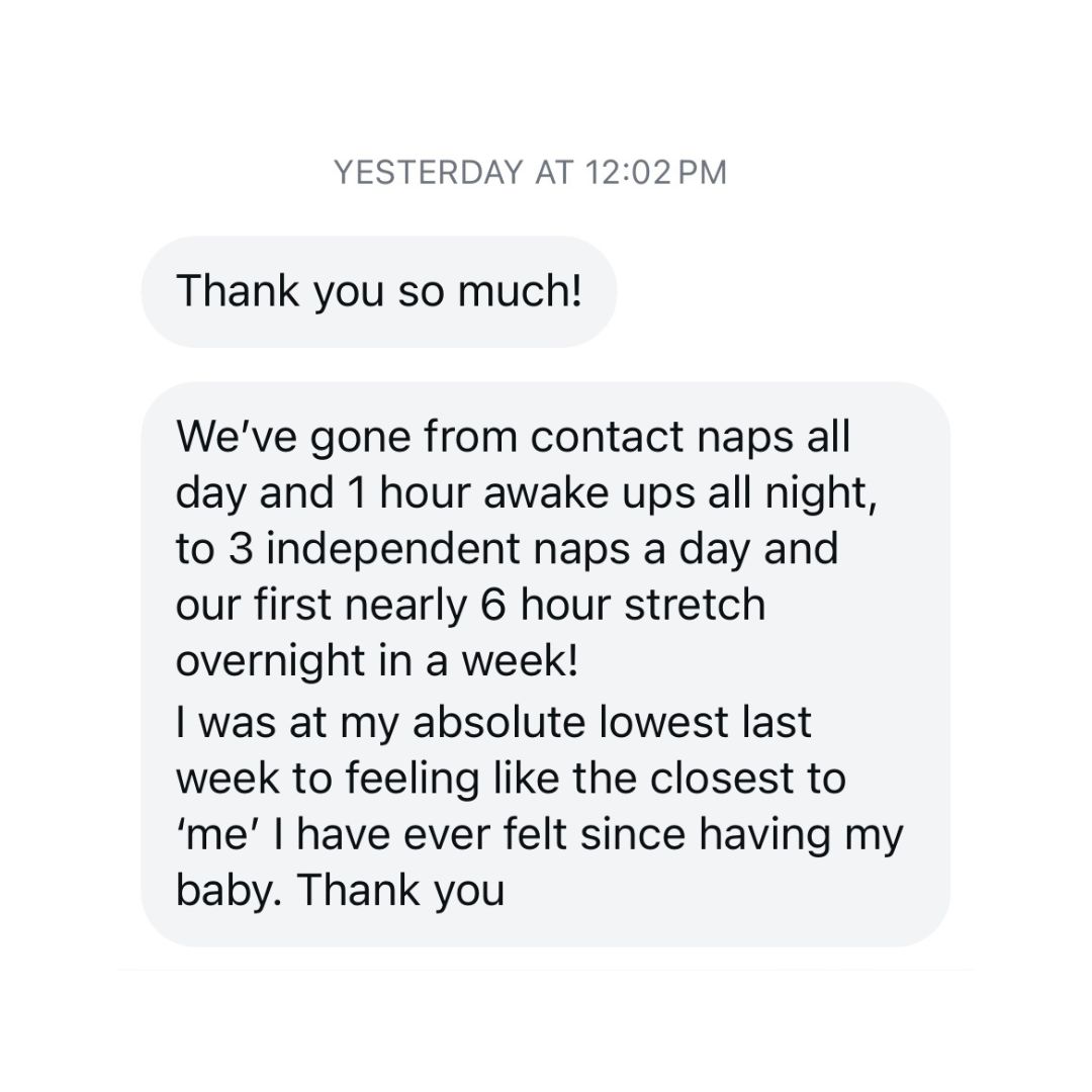 Screenshot of a message about improved nap and sleep patterns.