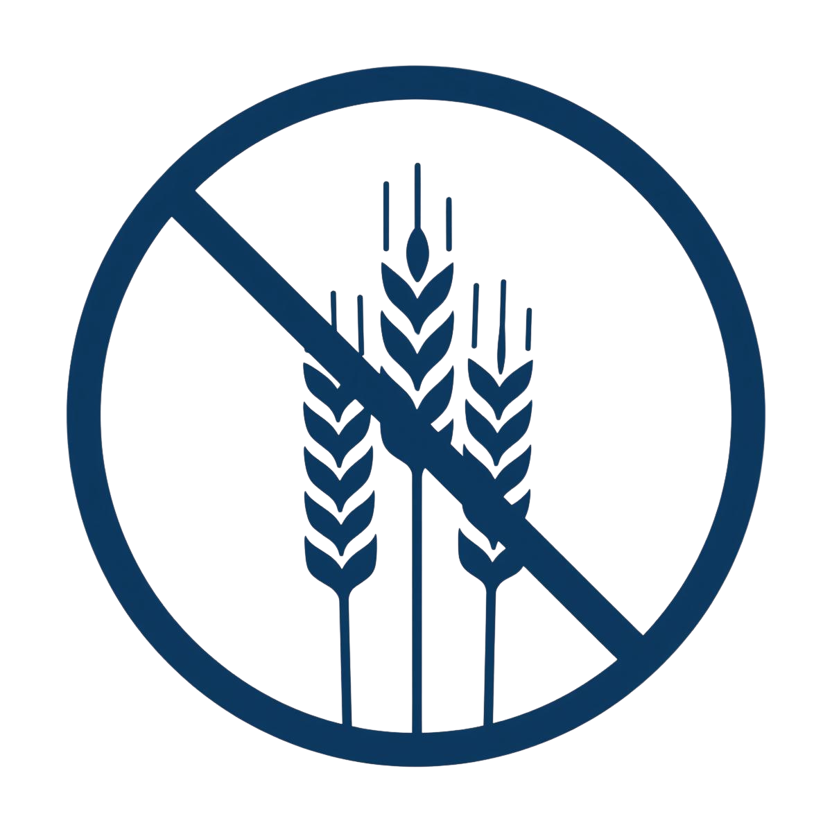Wheat symbol inside a red prohibition circle.