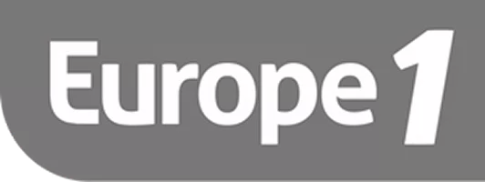 The logo for Europe 1, showing the text 'Europe 1' in white on a black background.