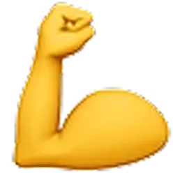 Emoji of a flexing arm muscle in yellow.