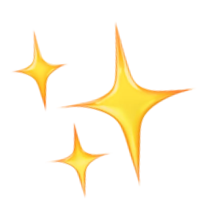 The sparkles emoji, featuring three yellow, four-pointed stars of different sizes.