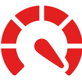 Red gauge icon showing a needle pointing right.