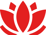 'Red lotus flower logo on a white background.'