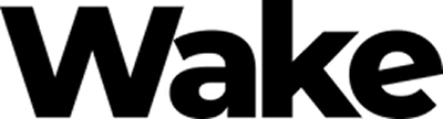 Black text logo displaying the word 'Wake' on a transparent background.