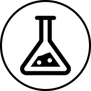 Icon of a laboratory flask inside a circle.