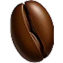 Illustration of a single brown coffee bean on a white background.